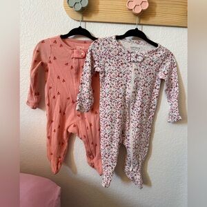 Carter's Baby Girl 2-Footed Pajamas - Pink Lady bugs & Floral
